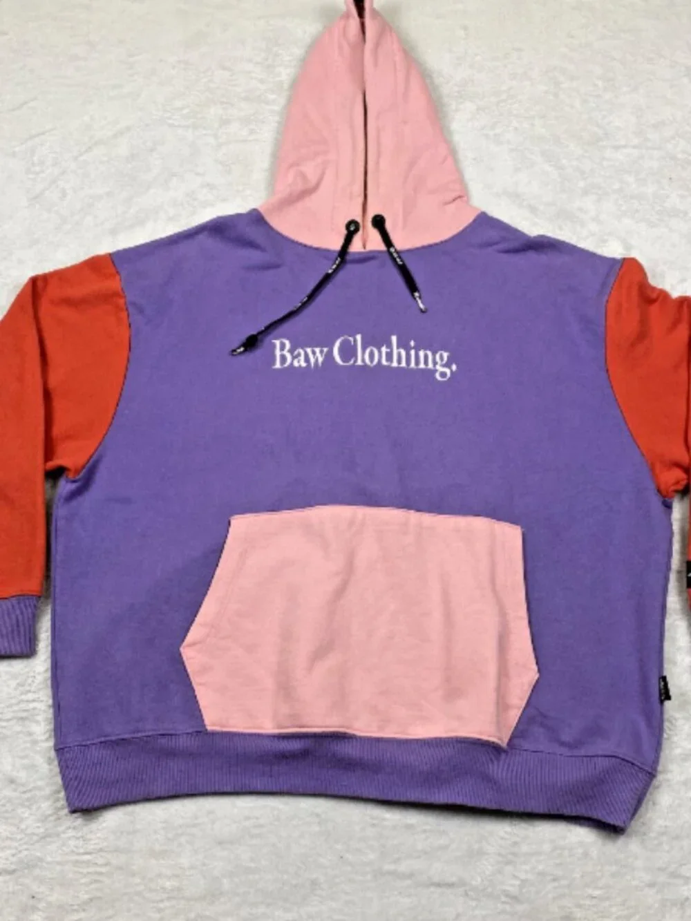 Baw Clothing Hoodie Mens Large Color Block Pullover Sweatshirt Jacket Streetwear